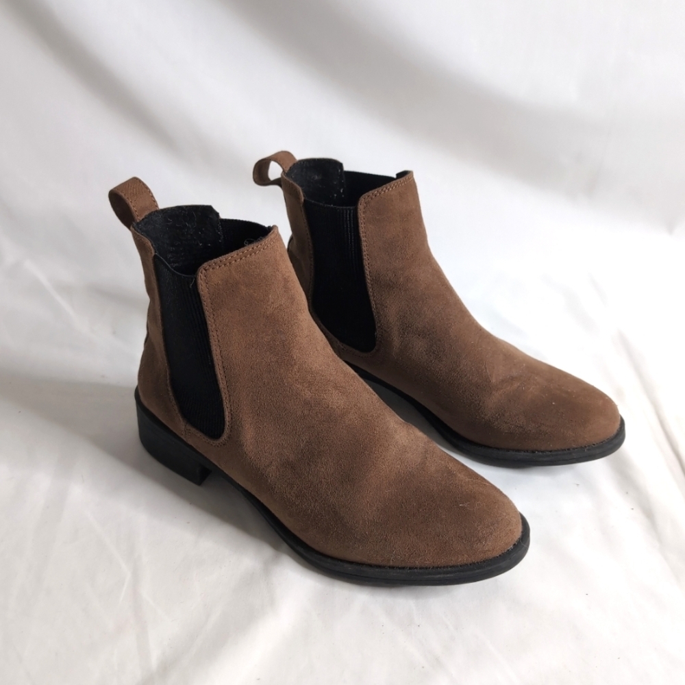 H&M Brown Faux Suede Chelsea Boot with Elastic Tab, Size 39